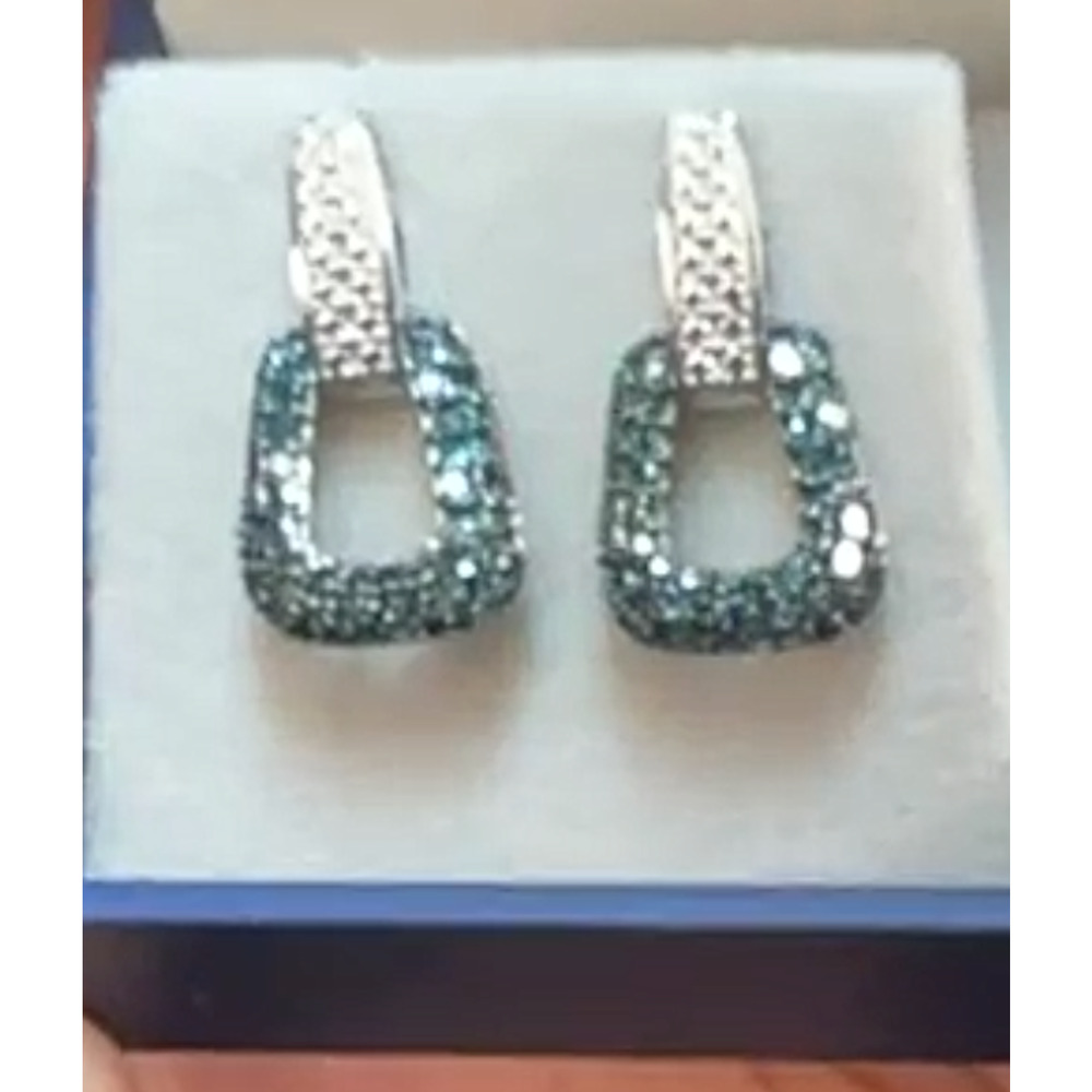 Sterling Silver Blue Diamond Ladies Earrings 0.75ct 925 Fancy Dangle Drop Gift